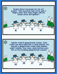 3rd Grade Winter Digital Math Game Multi-Step Word Problems | Distance ...