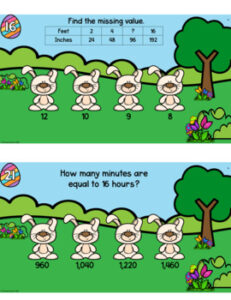 4th Grade Easter Digital Math Game Converting Measurements Activity ...