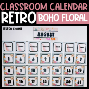 retro classroom decor calendar for back to school