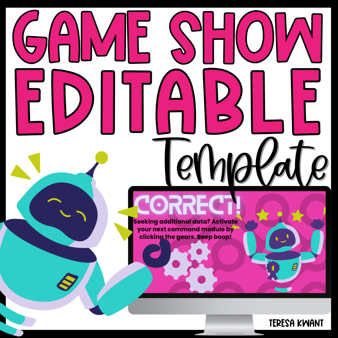 Editable Game Show Review Template on Canva | Test Prep | Robots