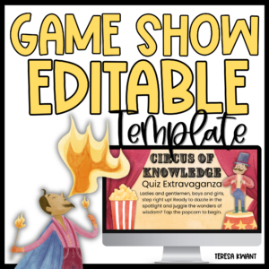 Editable Game Show Review Template on Canva | Test Prep End of Year | Circus